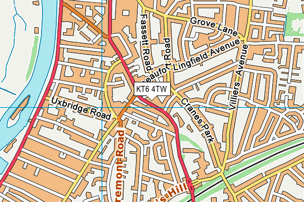 KT6 4TW map - OS VectorMap District (Ordnance Survey)