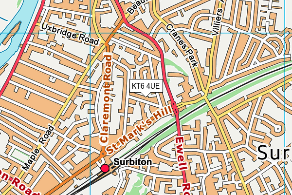 KT6 4UE map - OS VectorMap District (Ordnance Survey)