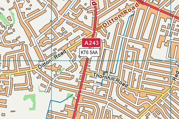 KT6 5AA map - OS VectorMap District (Ordnance Survey)