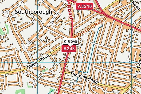 KT6 5AB map - OS VectorMap District (Ordnance Survey)