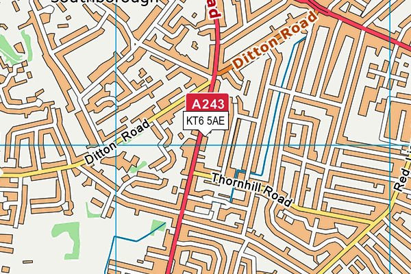 KT6 5AE map - OS VectorMap District (Ordnance Survey)