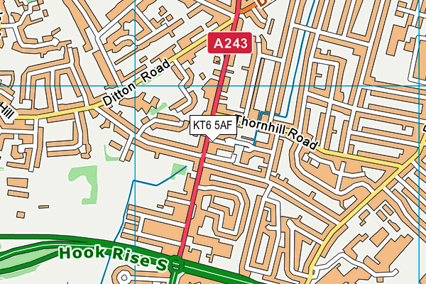 KT6 5AF map - OS VectorMap District (Ordnance Survey)