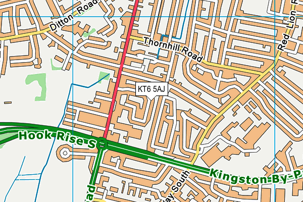 KT6 5AJ map - OS VectorMap District (Ordnance Survey)