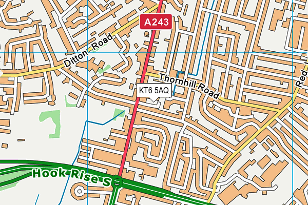 KT6 5AQ map - OS VectorMap District (Ordnance Survey)