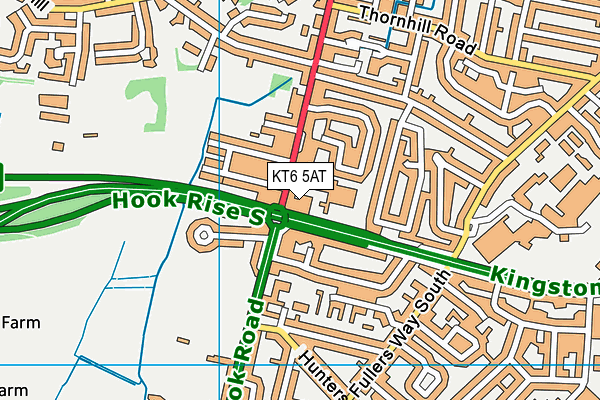 KT6 5AT map - OS VectorMap District (Ordnance Survey)