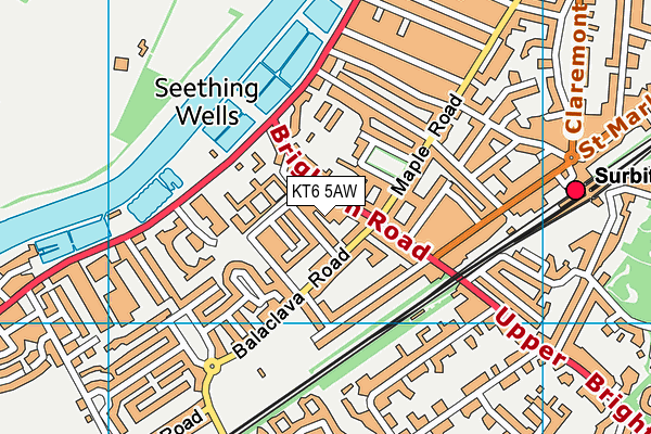 KT6 5AW map - OS VectorMap District (Ordnance Survey)