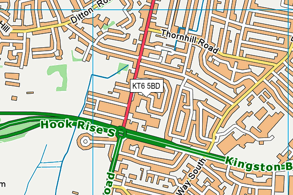 KT6 5BD map - OS VectorMap District (Ordnance Survey)