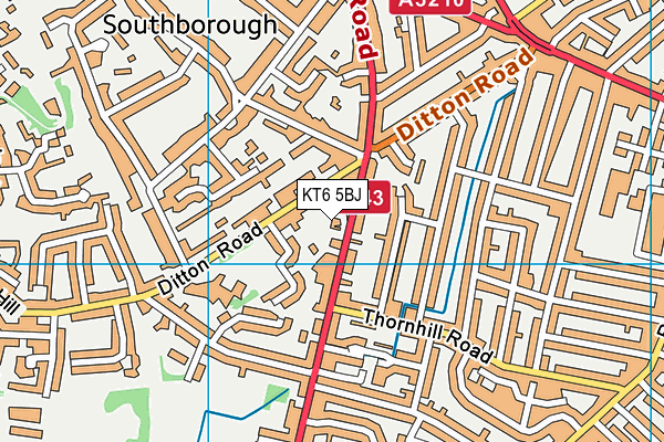 KT6 5BJ map - OS VectorMap District (Ordnance Survey)