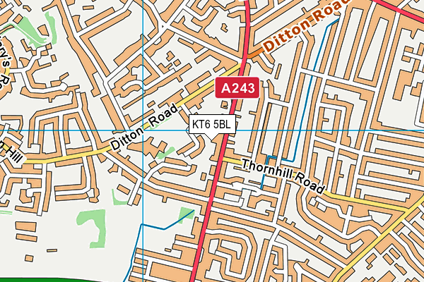 KT6 5BL map - OS VectorMap District (Ordnance Survey)