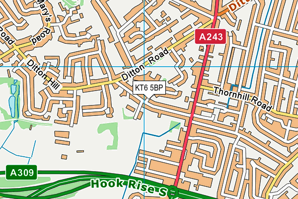 KT6 5BP map - OS VectorMap District (Ordnance Survey)