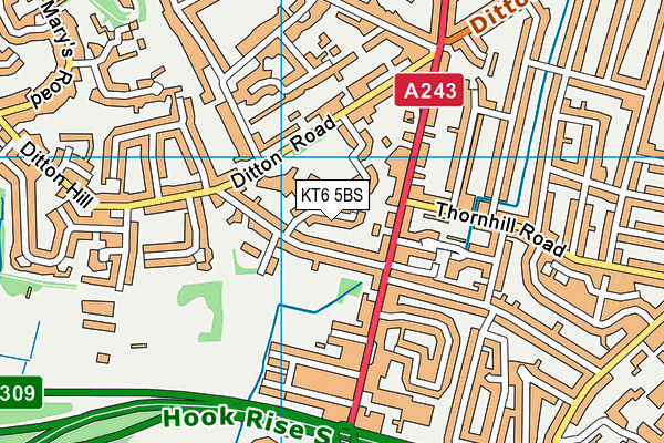 KT6 5BS map - OS VectorMap District (Ordnance Survey)