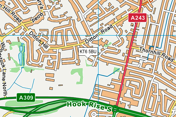 KT6 5BU map - OS VectorMap District (Ordnance Survey)