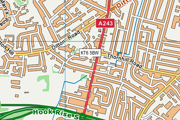 KT6 5BW map - OS VectorMap District (Ordnance Survey)