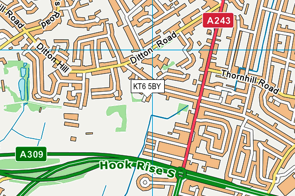 KT6 5BY map - OS VectorMap District (Ordnance Survey)