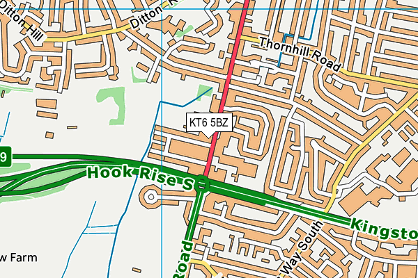 KT6 5BZ map - OS VectorMap District (Ordnance Survey)