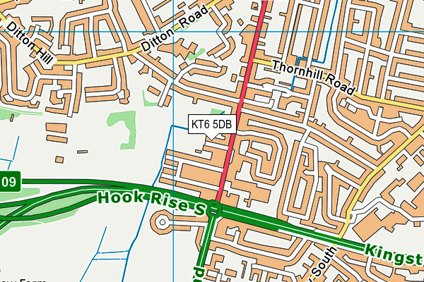 KT6 5DB map - OS VectorMap District (Ordnance Survey)