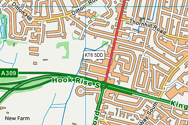KT6 5DD map - OS VectorMap District (Ordnance Survey)