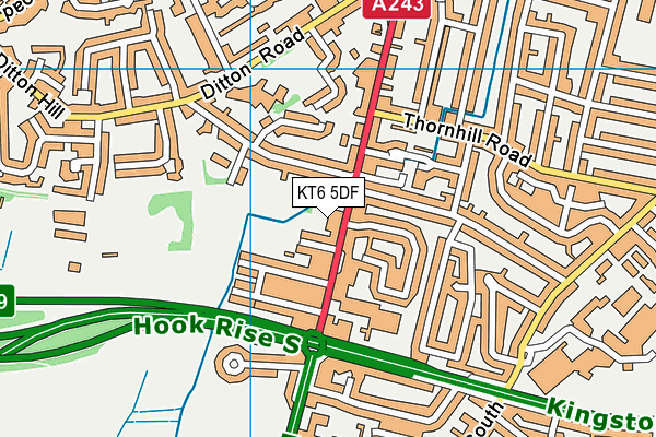 KT6 5DF map - OS VectorMap District (Ordnance Survey)