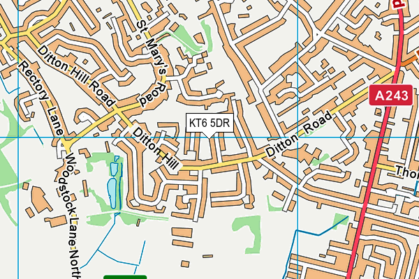 KT6 5DR map - OS VectorMap District (Ordnance Survey)