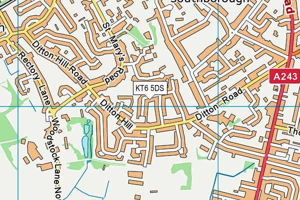 KT6 5DS map - OS VectorMap District (Ordnance Survey)