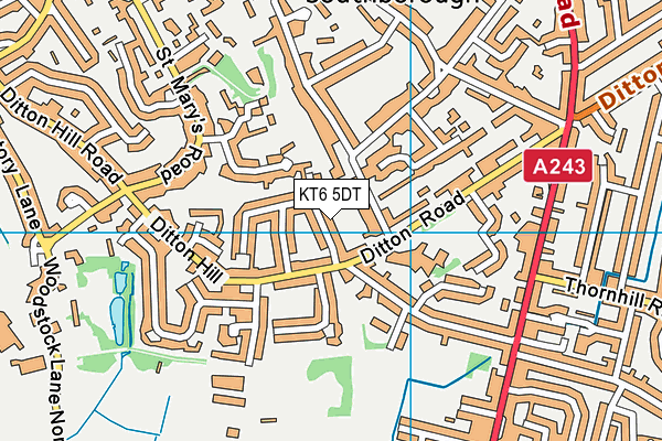 KT6 5DT map - OS VectorMap District (Ordnance Survey)