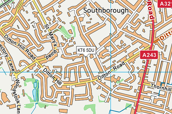 KT6 5DU map - OS VectorMap District (Ordnance Survey)