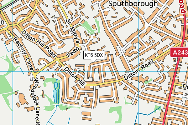 KT6 5DX map - OS VectorMap District (Ordnance Survey)