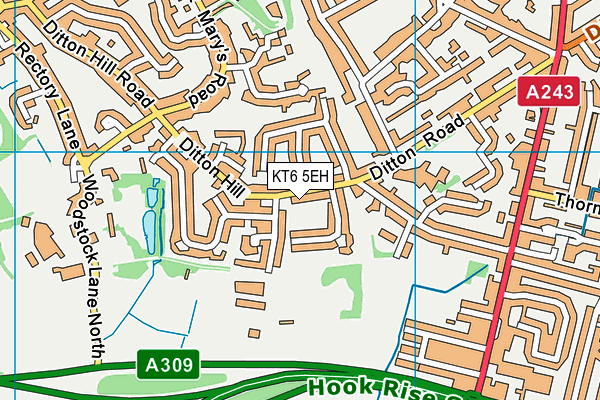 KT6 5EH map - OS VectorMap District (Ordnance Survey)