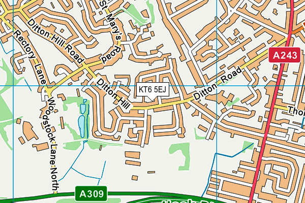 KT6 5EJ map - OS VectorMap District (Ordnance Survey)