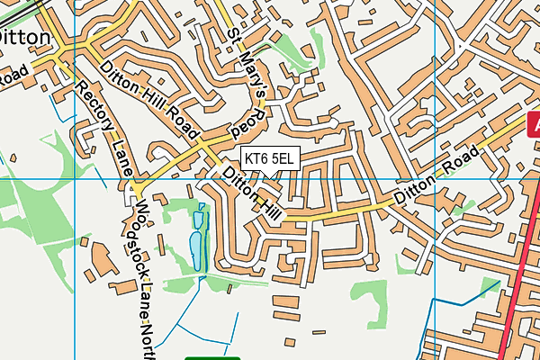 KT6 5EL map - OS VectorMap District (Ordnance Survey)