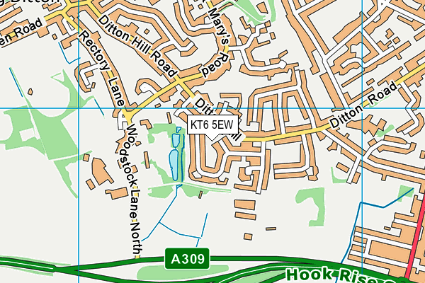 KT6 5EW map - OS VectorMap District (Ordnance Survey)