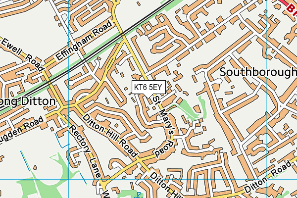 KT6 5EY map - OS VectorMap District (Ordnance Survey)