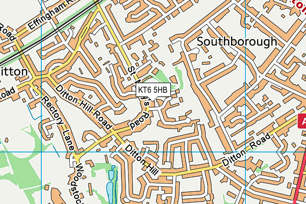 KT6 5HB map - OS VectorMap District (Ordnance Survey)