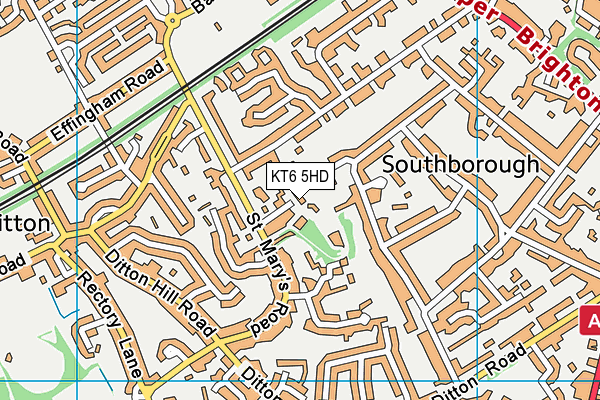 KT6 5HD map - OS VectorMap District (Ordnance Survey)