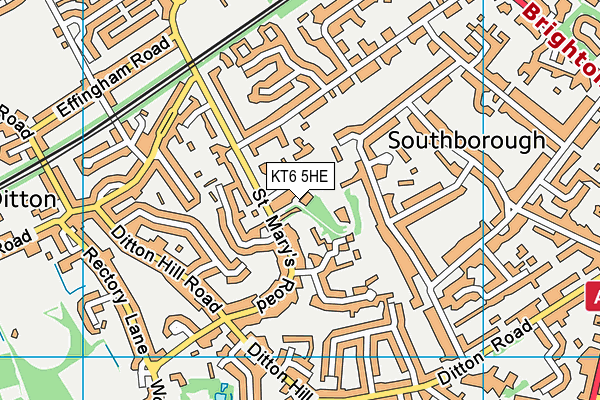 KT6 5HE map - OS VectorMap District (Ordnance Survey)