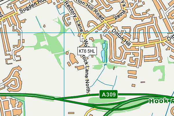 KT6 5HL map - OS VectorMap District (Ordnance Survey)