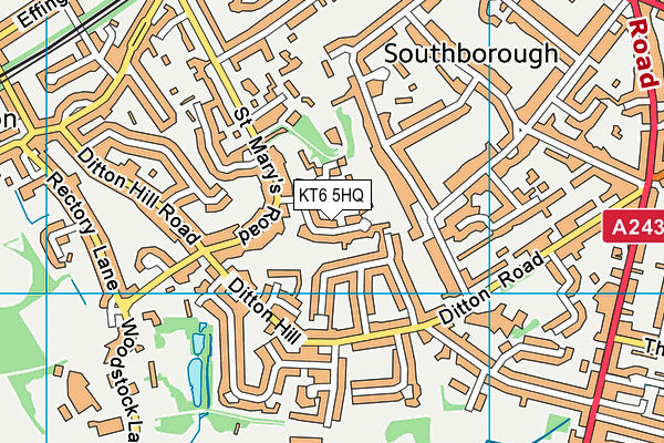 KT6 5HQ map - OS VectorMap District (Ordnance Survey)