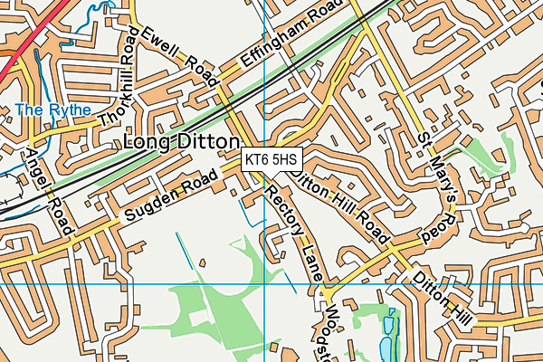 KT6 5HS map - OS VectorMap District (Ordnance Survey)