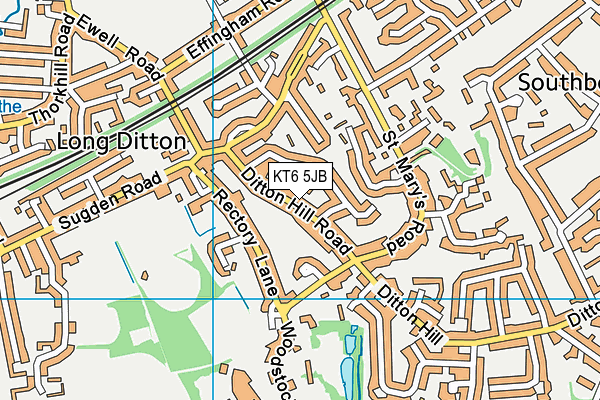 KT6 5JB map - OS VectorMap District (Ordnance Survey)