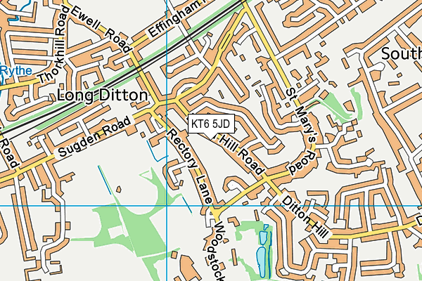 KT6 5JD map - OS VectorMap District (Ordnance Survey)