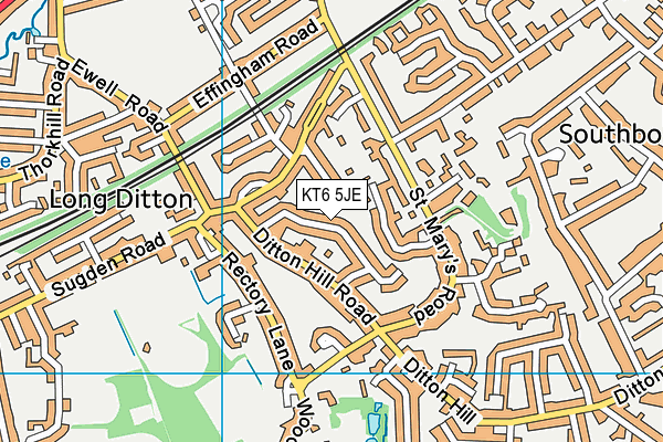 KT6 5JE map - OS VectorMap District (Ordnance Survey)