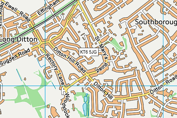 KT6 5JG map - OS VectorMap District (Ordnance Survey)