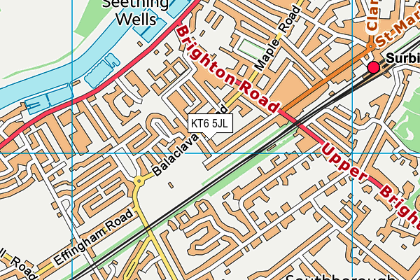 KT6 5JL map - OS VectorMap District (Ordnance Survey)