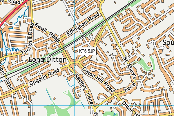 KT6 5JP map - OS VectorMap District (Ordnance Survey)