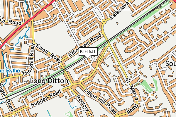 KT6 5JT map - OS VectorMap District (Ordnance Survey)