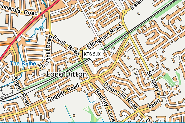 KT6 5JX map - OS VectorMap District (Ordnance Survey)