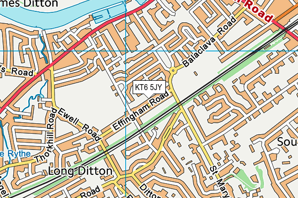 KT6 5JY map - OS VectorMap District (Ordnance Survey)