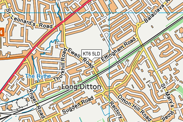KT6 5LD map - OS VectorMap District (Ordnance Survey)