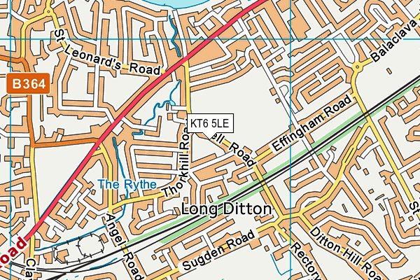 KT6 5LE map - OS VectorMap District (Ordnance Survey)