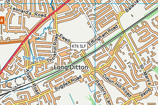 KT6 5LF map - OS VectorMap District (Ordnance Survey)